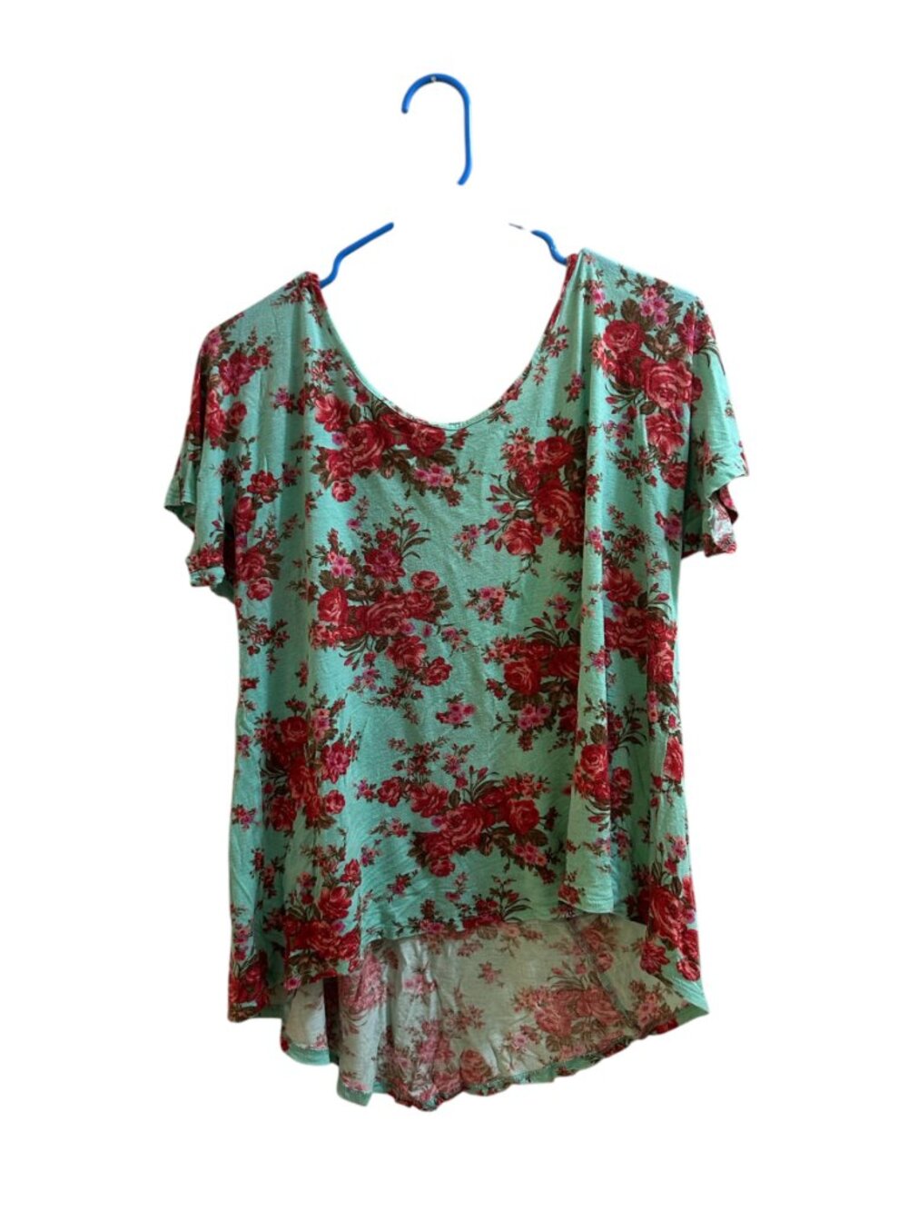 Deb Mint Floral High-Low Swing Top Size 1X - Picture 3 of 9